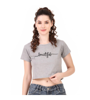 Women's Cotton Blend Typography Print Crop T-Shirt